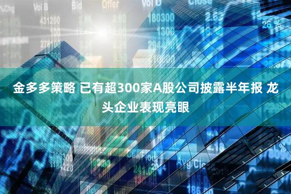 金多多策略 已有超300家A股公司披露半年报 龙头企业表现亮眼